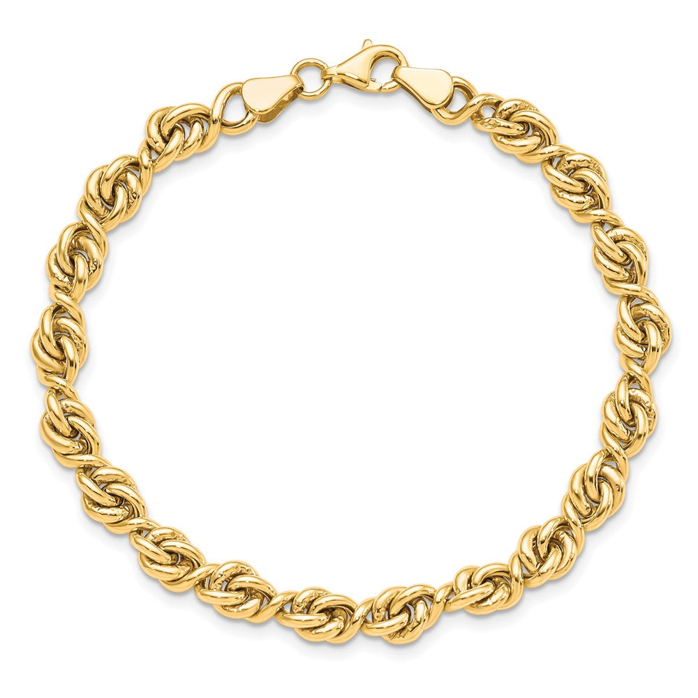 10K Polished Fancy Link Bracelet 7.5  inches