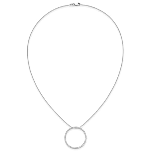 14k White Gold 3/4 carat Diamond Circle 18 inch Necklace
