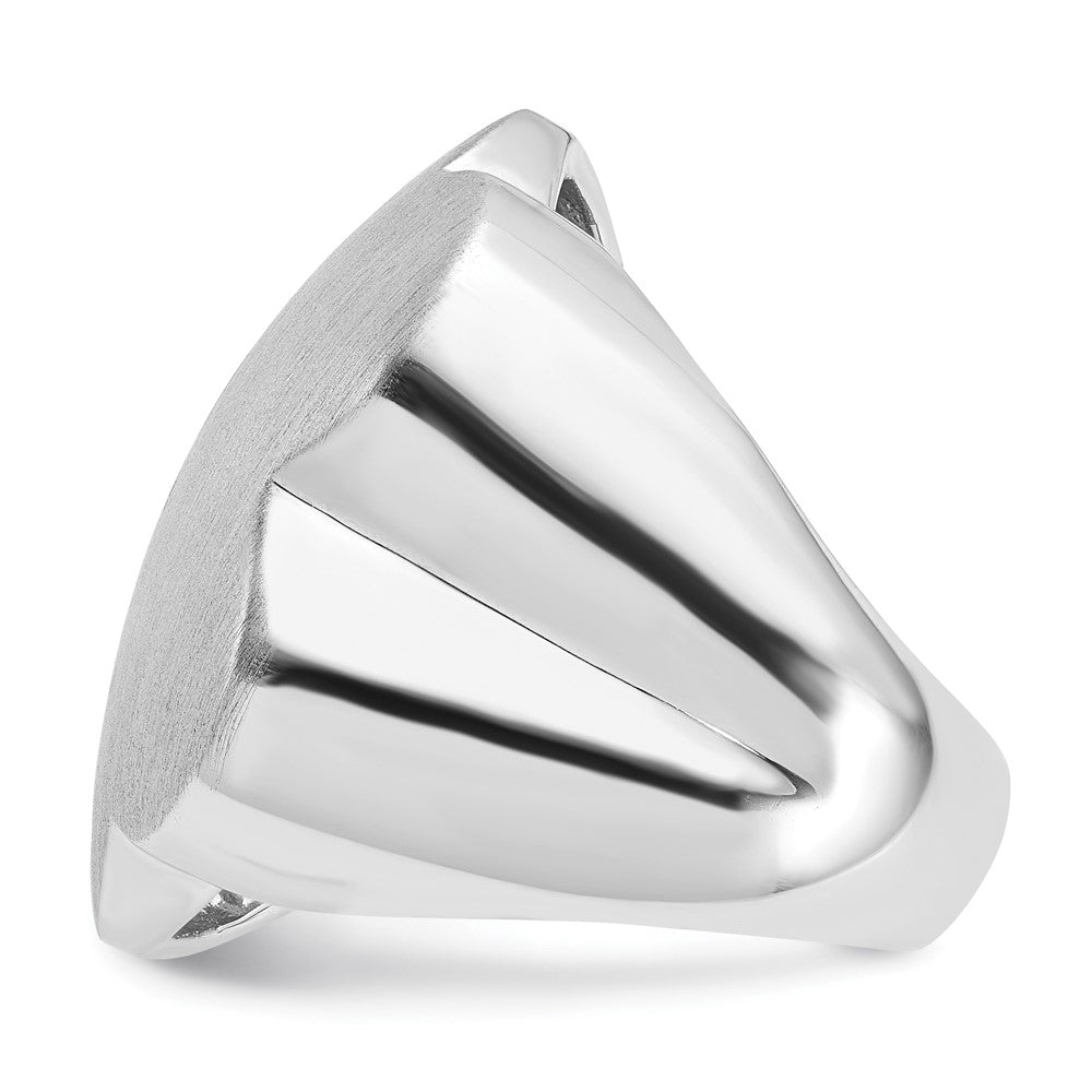Sterling Silver Rhodium-plated Satin & Polished Flower Ring