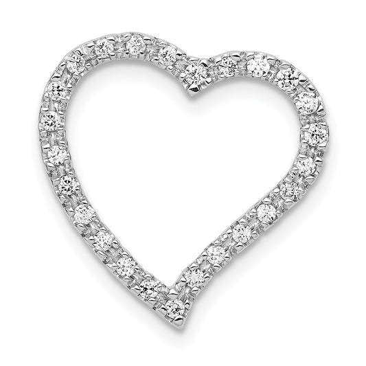 14k White Gold 1/5 carat Lab Grown Diamond VS/SI+ G+ Heart Chain Slide Pendant