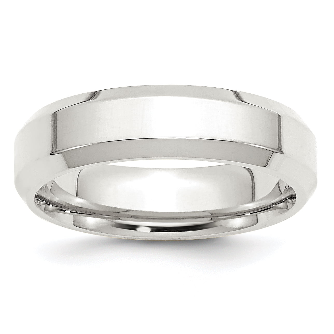 Sterling Silver Rhodium-plated 6mm Bevel Edge Size 10 Band Q-QBEC060RH-10