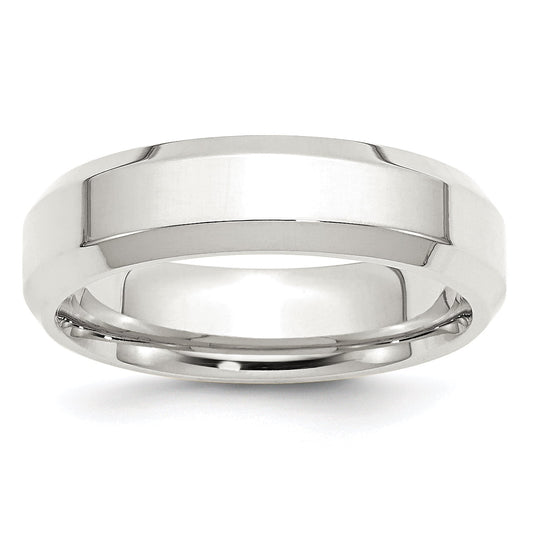 Sterling Silver Rhodium-plated 6mm Bevel Edge Size 10 Band Q-QBEC060RH-10