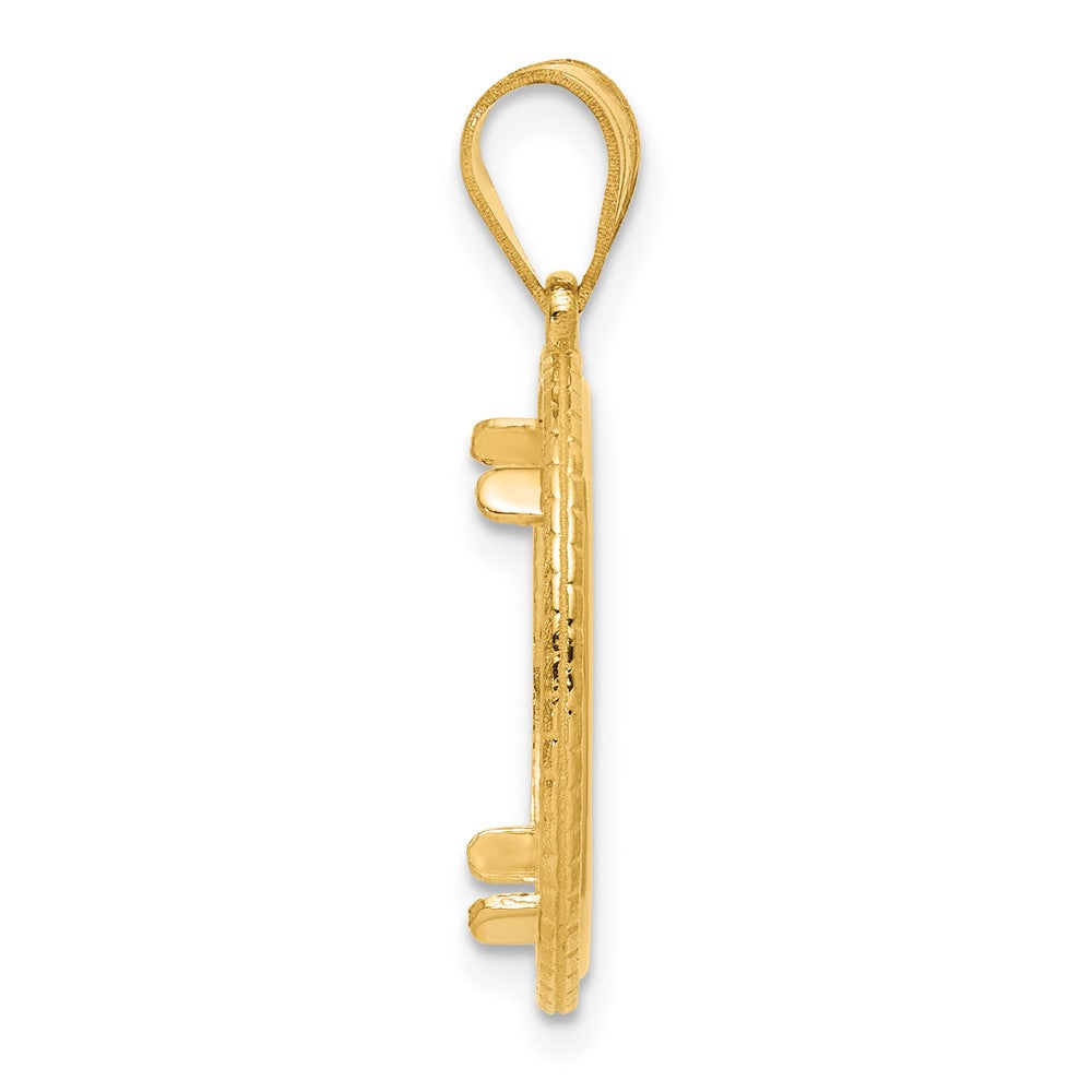 14k Polished Squares with 16.5mm Prong Coin Bezel Pendant