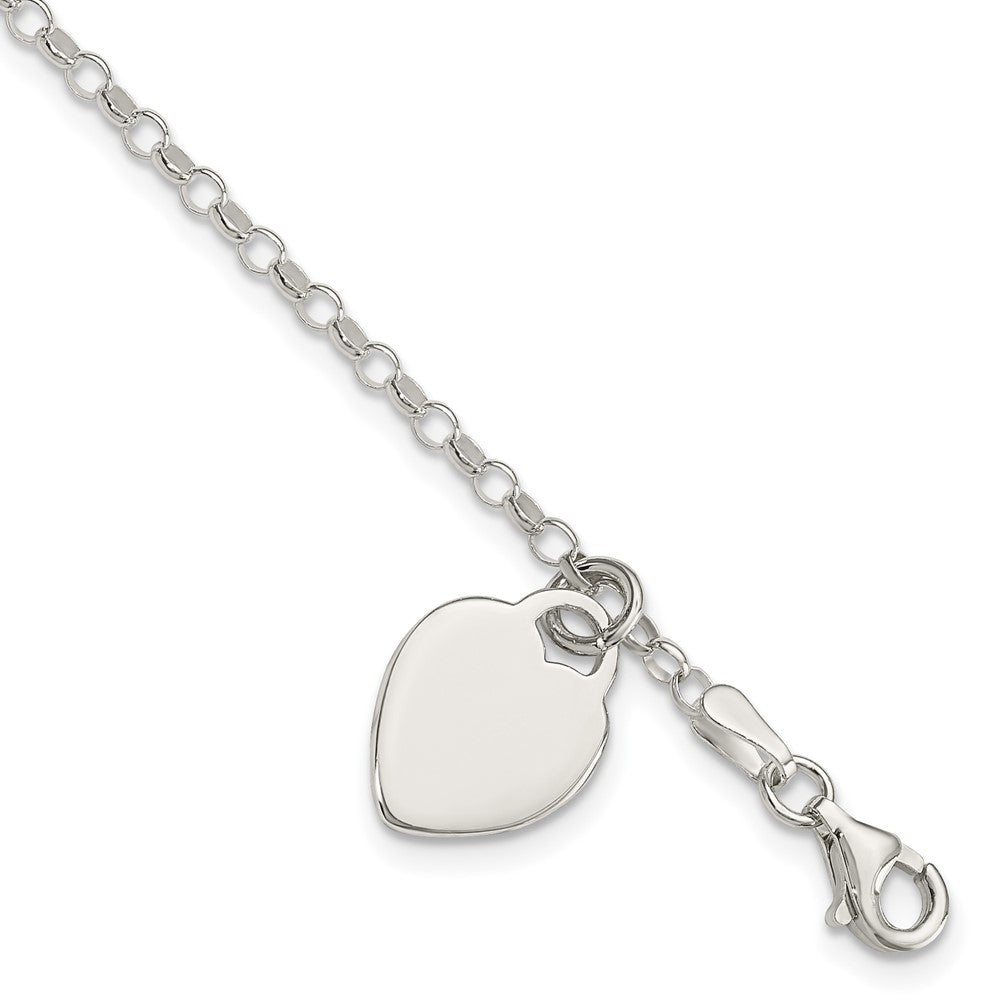 Sterling Silver Engraveable Heart 6 in Childs Bracelet 6 inches