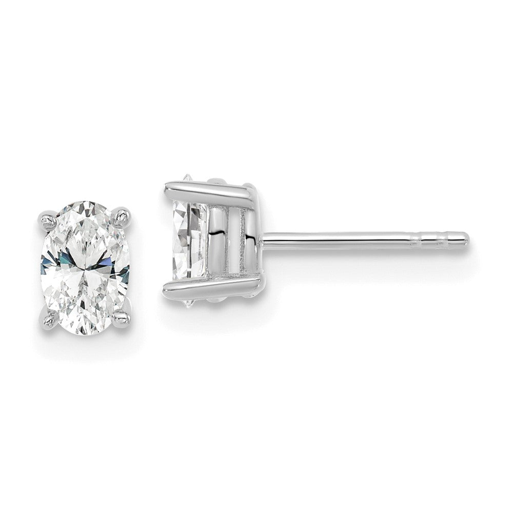 14k White Gold 2/3 ctw Lab Grown Diamond VS+ F+ Oval 4 Prong Heavy Wt. Stud Earrings