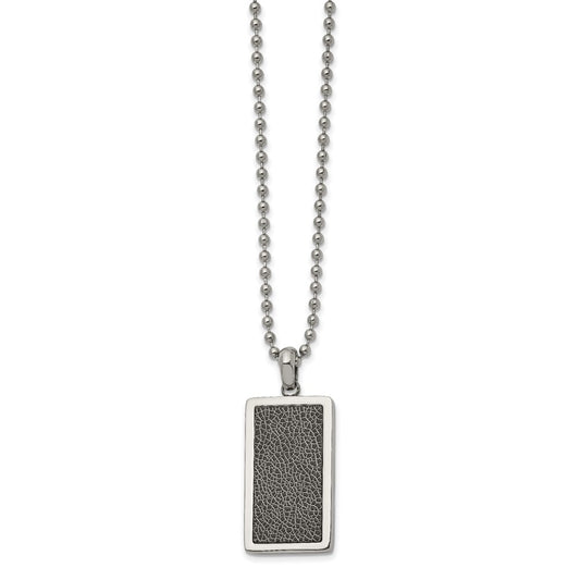 Stainless Steel Polished w/Black Stoving Varnish 22in Necklace