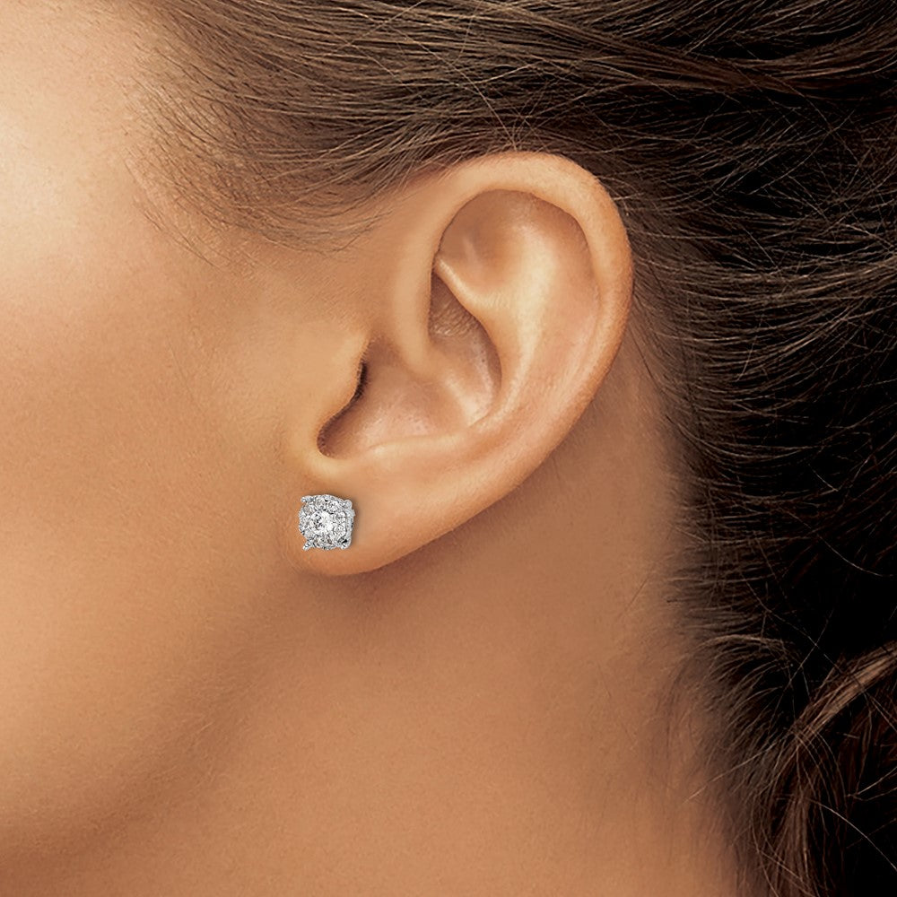 14k 1 carat Lab Grown Diamond VS/SI+ G+ Halo Post Earrings