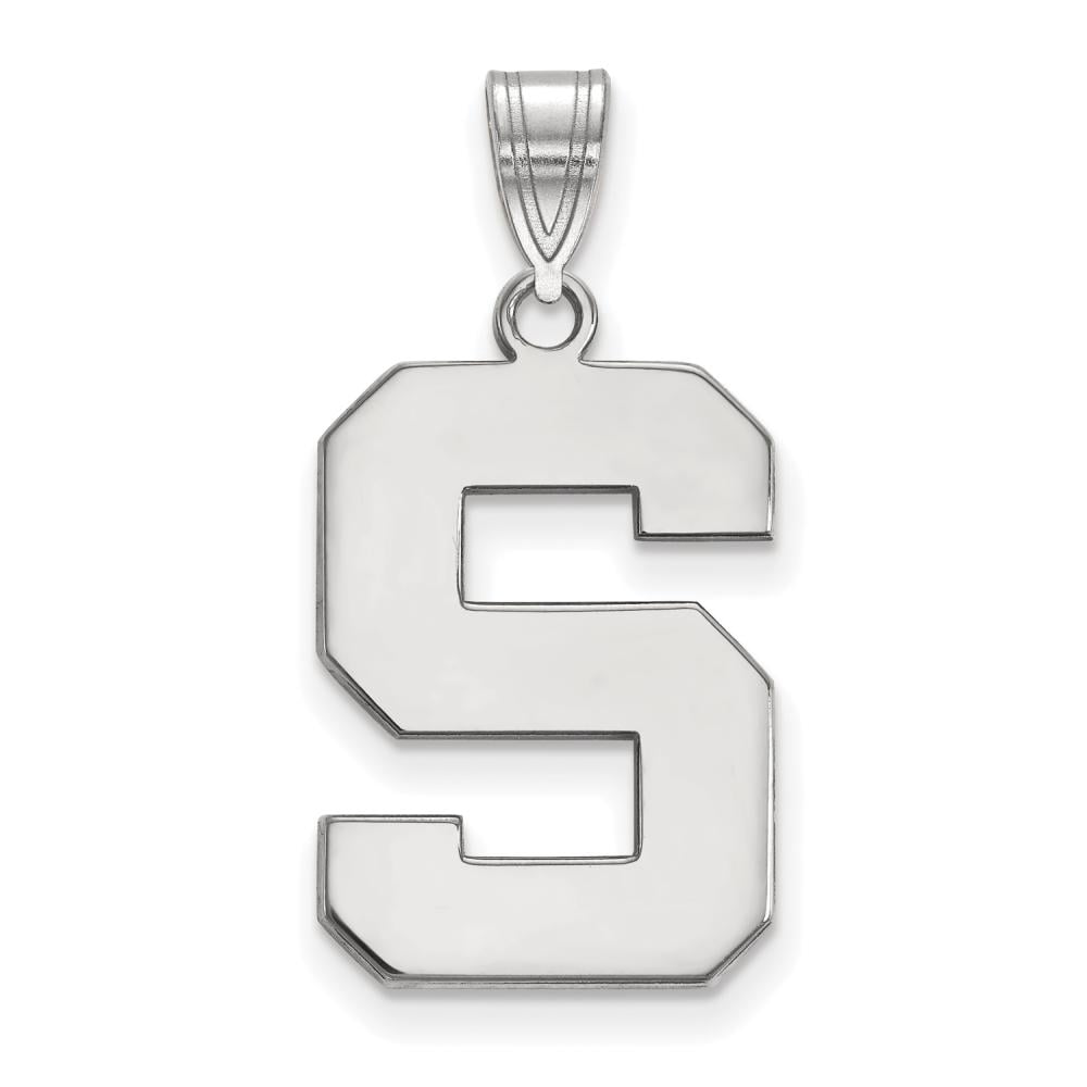 Sterling Silver Rhodium-plated LogoArt Michigan State University Letter S Large Pendant Q-SS004MIS