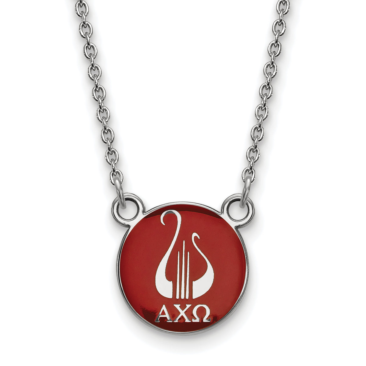 Sterling Silver 18in Official Licensed Greek Sororities Alpha Chi Omega (???) XS Enamel Pendant w/Necklace
