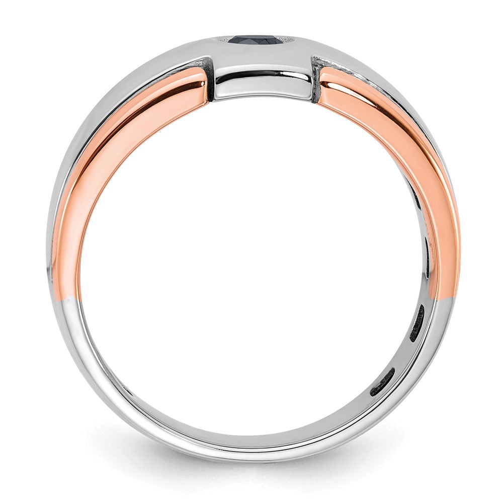 14k Two-tone White/Rose Gold IBGoodman Men's 1/4 carat Black Diamond Complete Ring Size 10