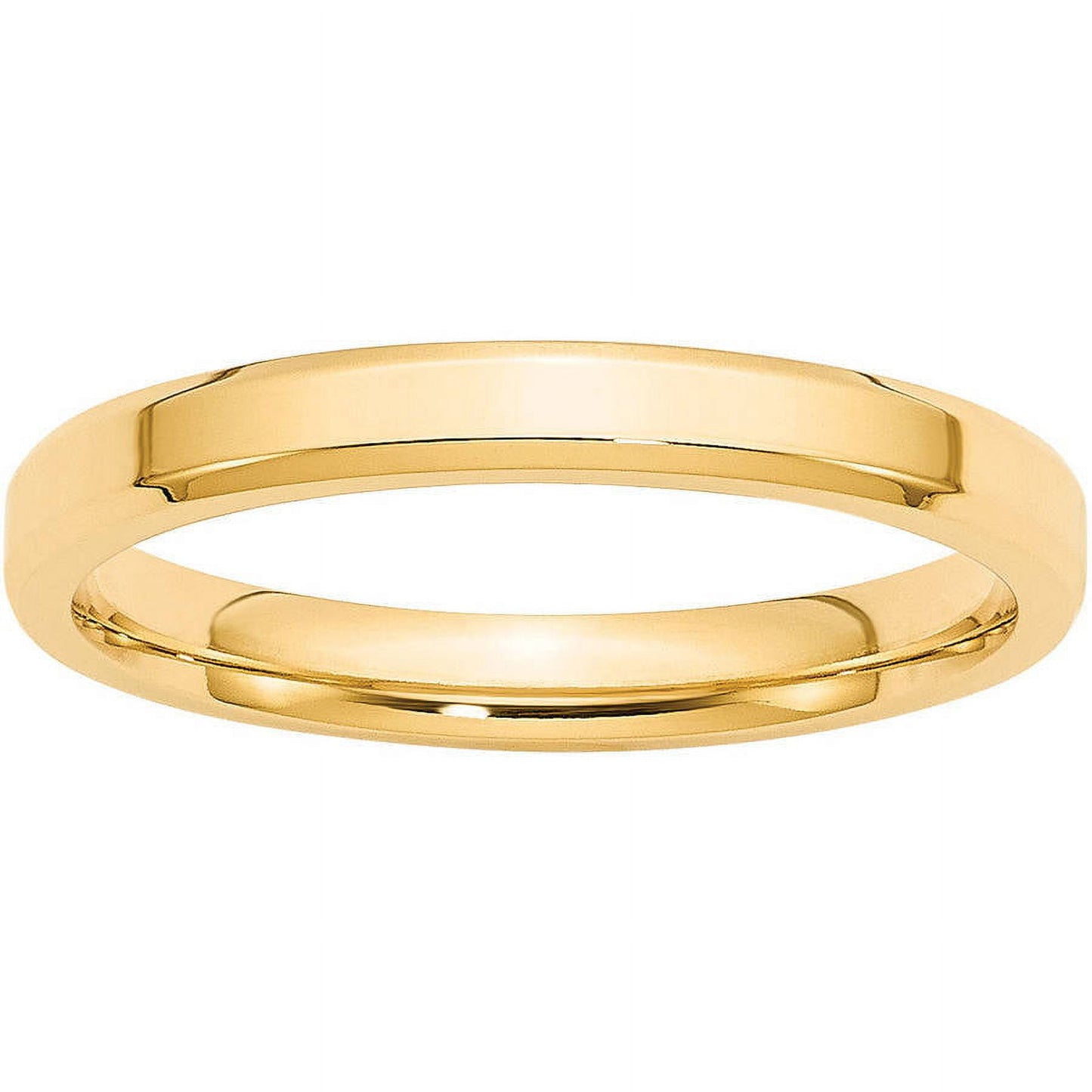 14k Yellow Gold 3mm Beveled Edge Comfort Fit Wedding Band Size 10