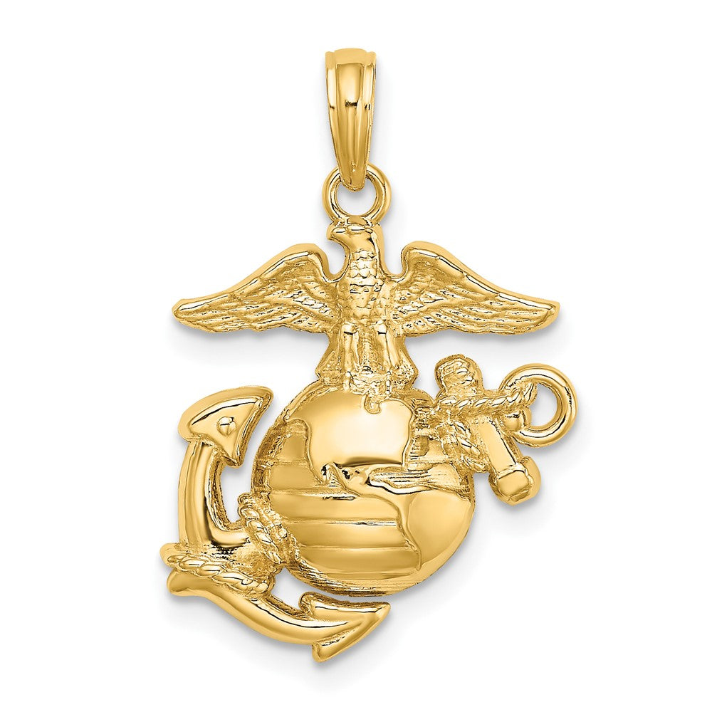 10K Polished Textured Marine Corps Pendant