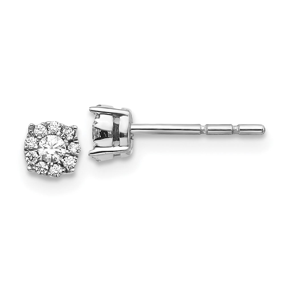 14k White Gold Diamond Cluster Post Earrings