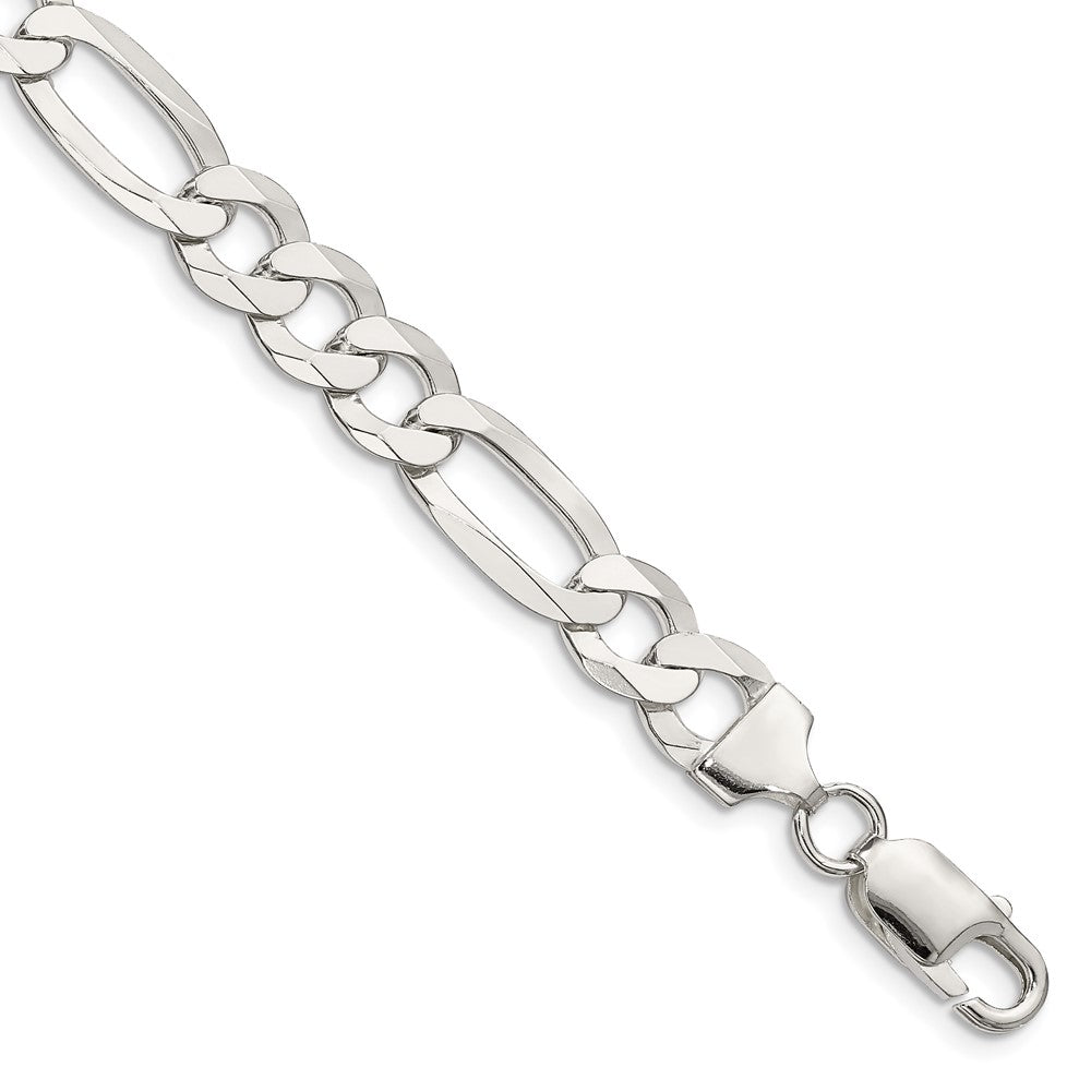 Sterling Silver 8.5mm Lightweight Flat Figaro Chain 7 inches