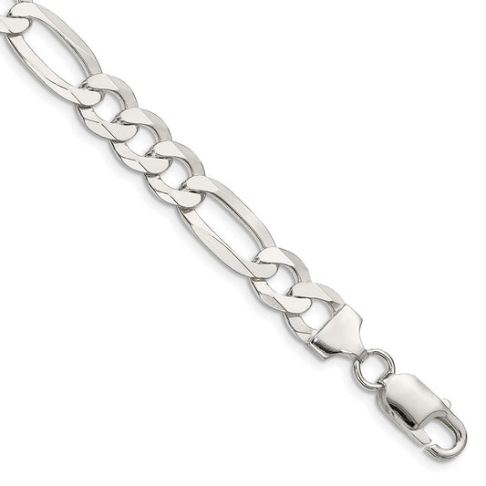 Sterling Silver 8.5mm Lightweight Flat Figaro Chain 7 inches