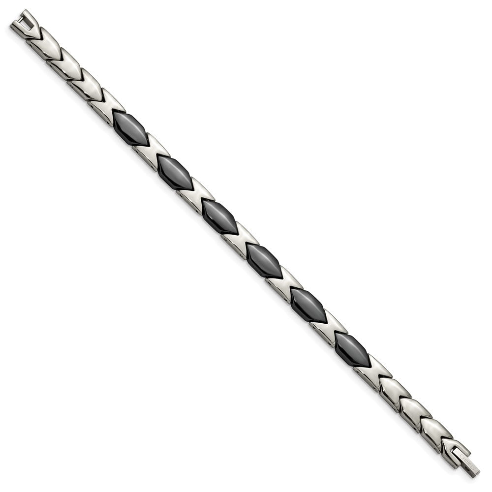 Titanium Polished w/Black Ceramic 7.5in Bracelet 7.25 inches