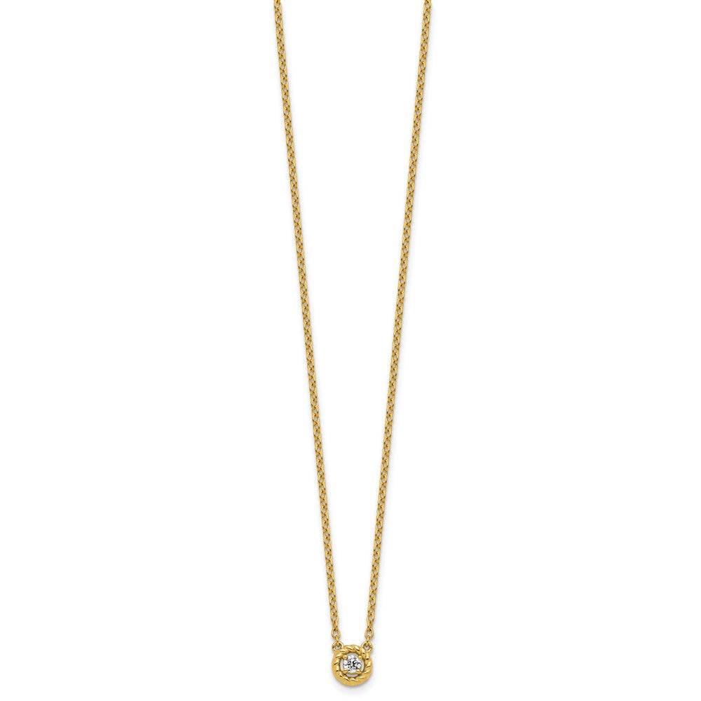 14K Polished and Twisted Diamond Necklace
