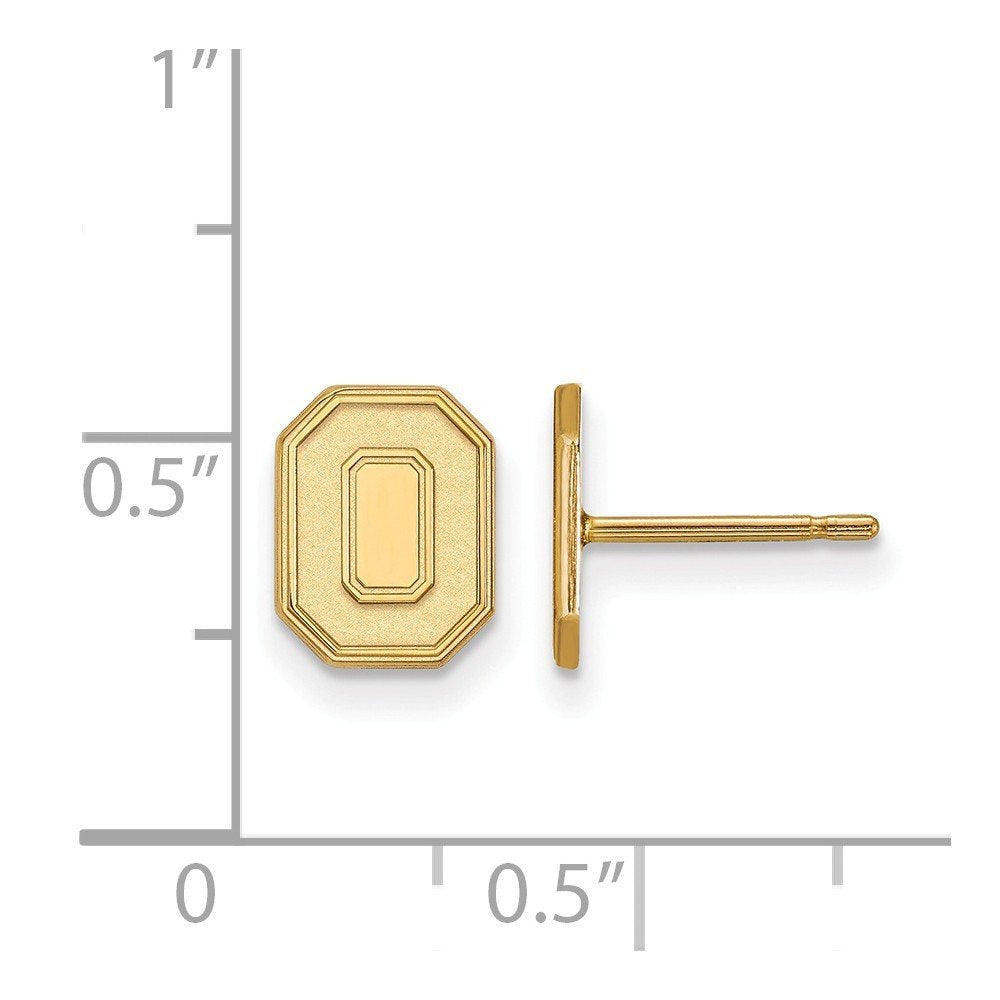 Sterling Silver Gold-plated LogoArt The Ohio State University Letter O Extra Small Post Earrings Q-GP051OSU