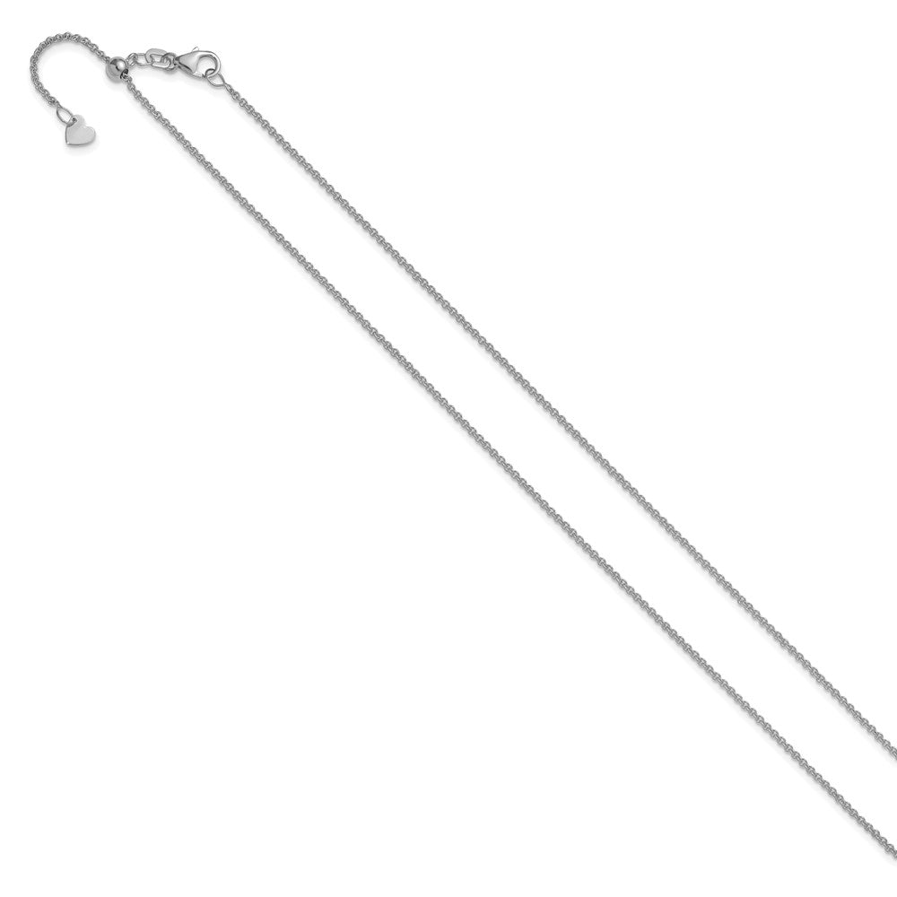 14K White Gold Adjustable 1.4mm Round Cable Chain