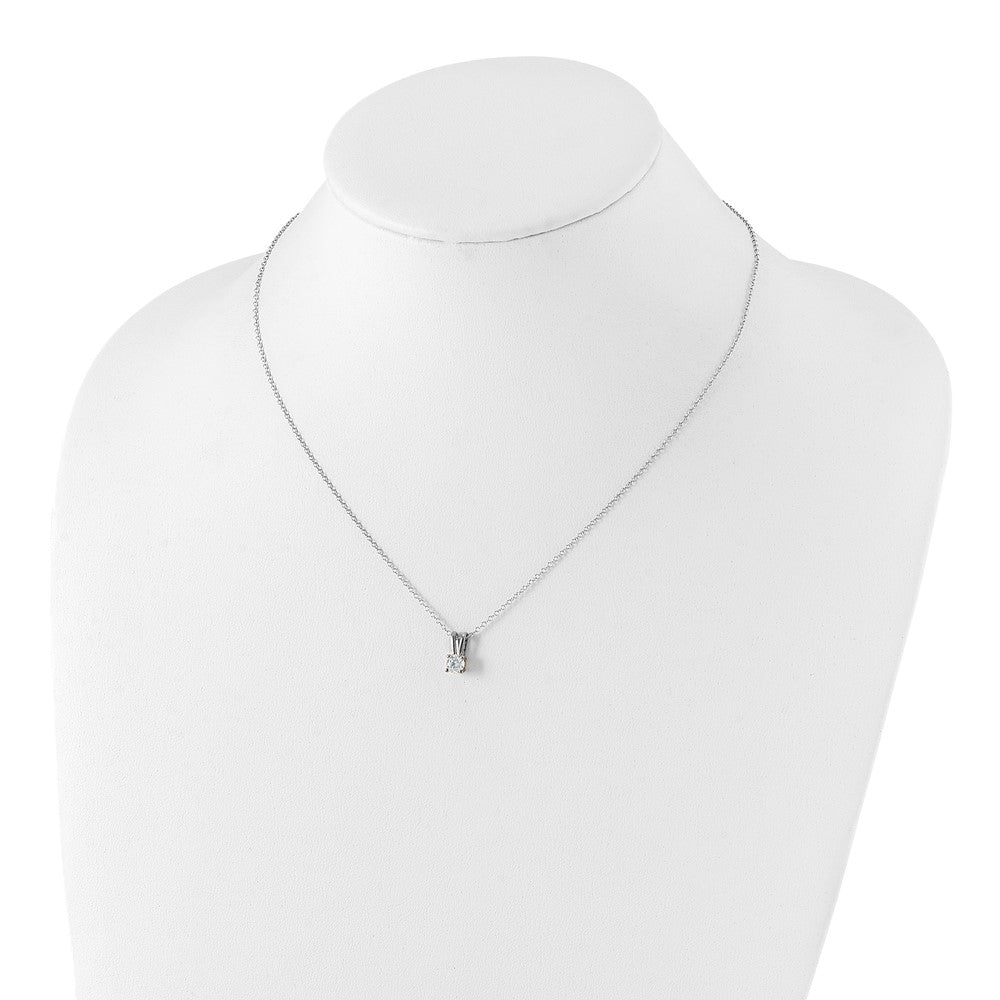 Sterling Silver Rhodium-plated Diamonore 5mm Solitare Necklace