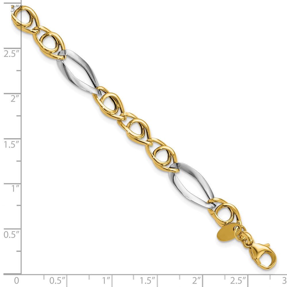 14k Rhodium Fancy Link Bracelet 7.75  inches