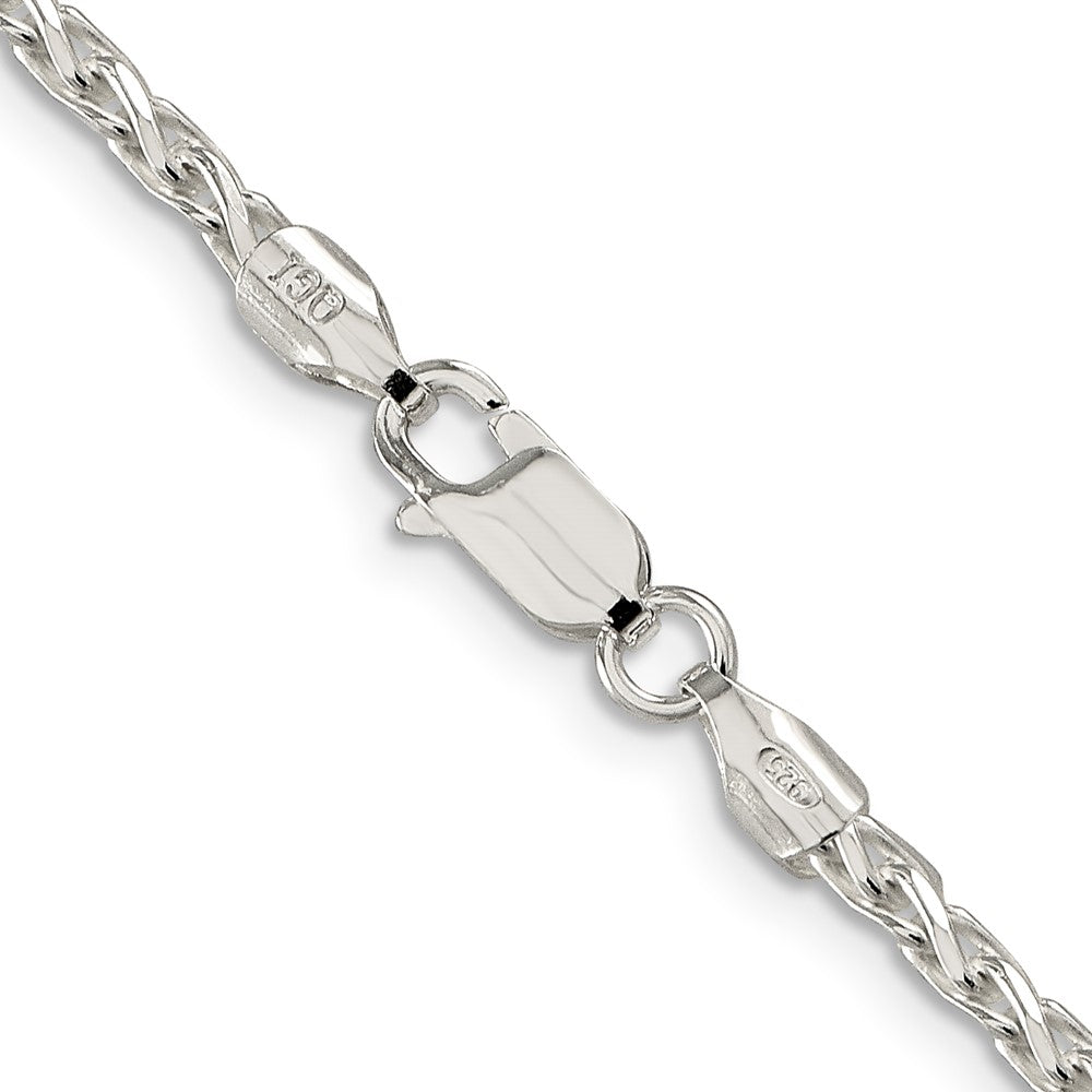 Sterling Silver 2.85mm Diamond-cut Round Spiga Chain 30 Inches