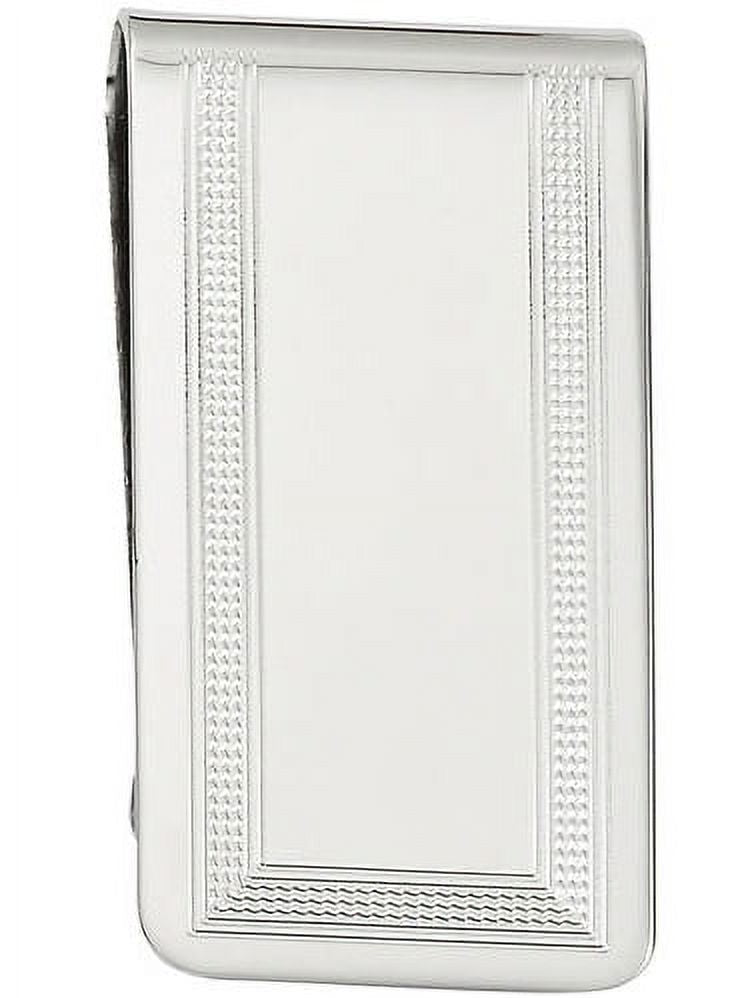 Primal Rhodium-Plated Kelly Waters Polished with Engraveable Area Money Clip