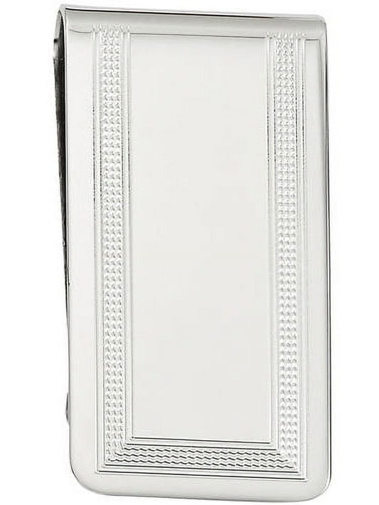 Primal Rhodium-Plated Kelly Waters Polished with Engraveable Area Money Clip