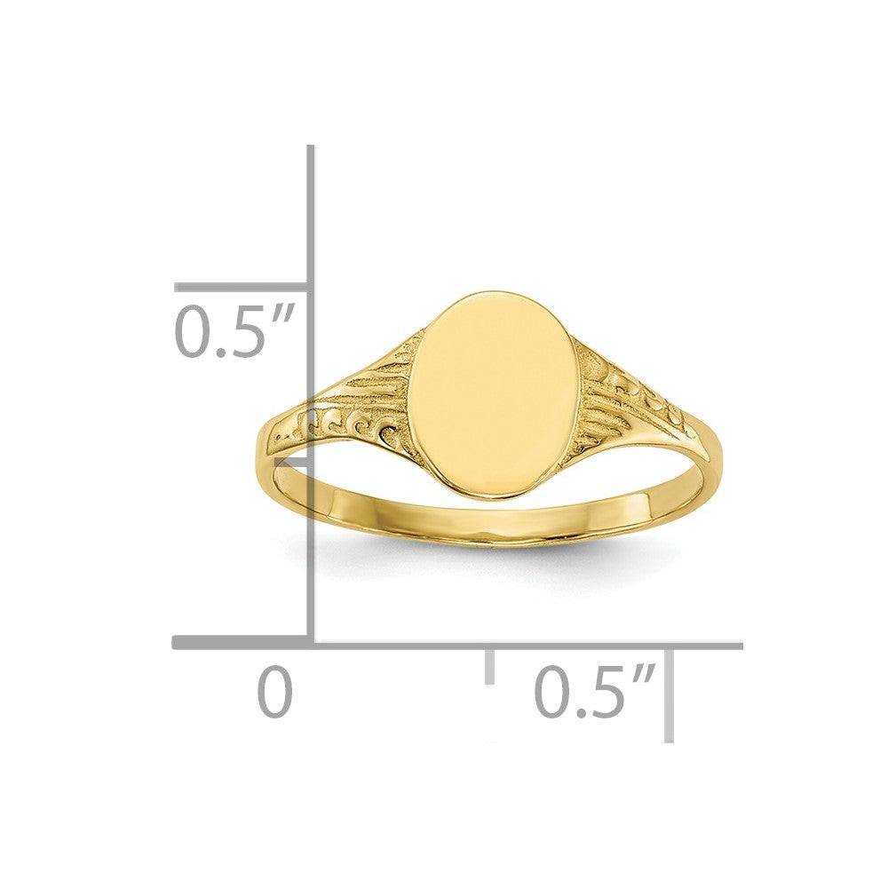 10K Oval Polished Child Signet Ring Size 2.25