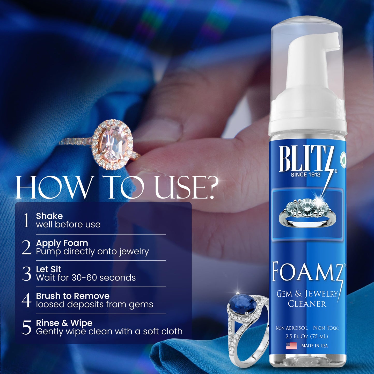 Foamz Gem & Jewelry Cleaner, 2.5 Oz
