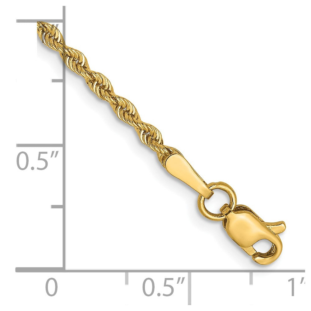 14K 2mm Solid Regular Rope Chain 8  inches