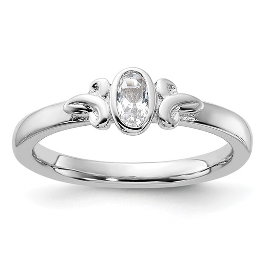 Sterling Silver Stackable Expressions Created White Sapphire Ring Size -9