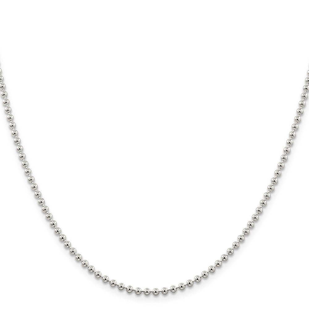 Sterling Silver 2.35mm Beaded Chain 22 Inches