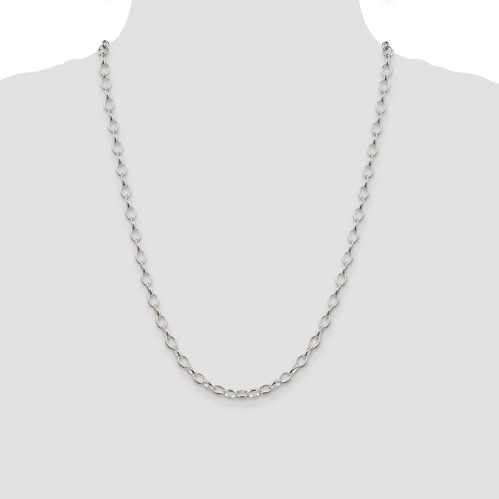 Sterling Silver 5mm Fancy Rolo Chain 24 Inches