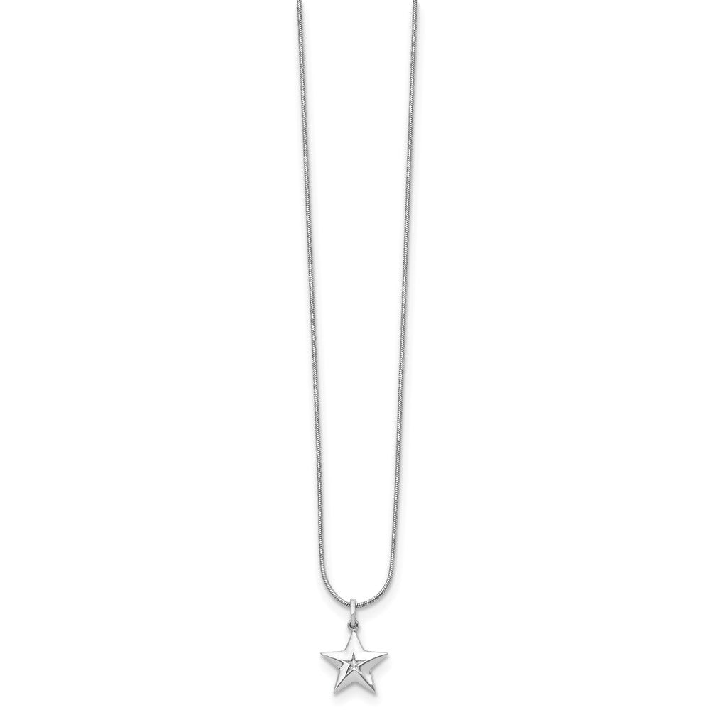 White Ice Sterling Silver Rhodium-plated 18 Inch Diamond Star Necklace with 2 Inch Extender 18 Inches