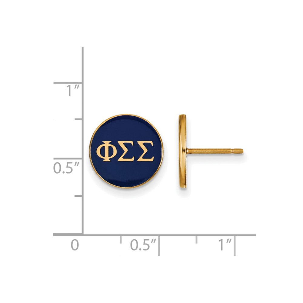 Sterling Silver Gold-plated LogoArt Phi Sigma Sigma Sorority Greek Letters Color Enamel Post Earrings