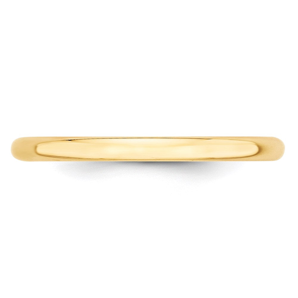 14k Yellow Gold 2mm Lightweight Half Round Wedding Band Size 11