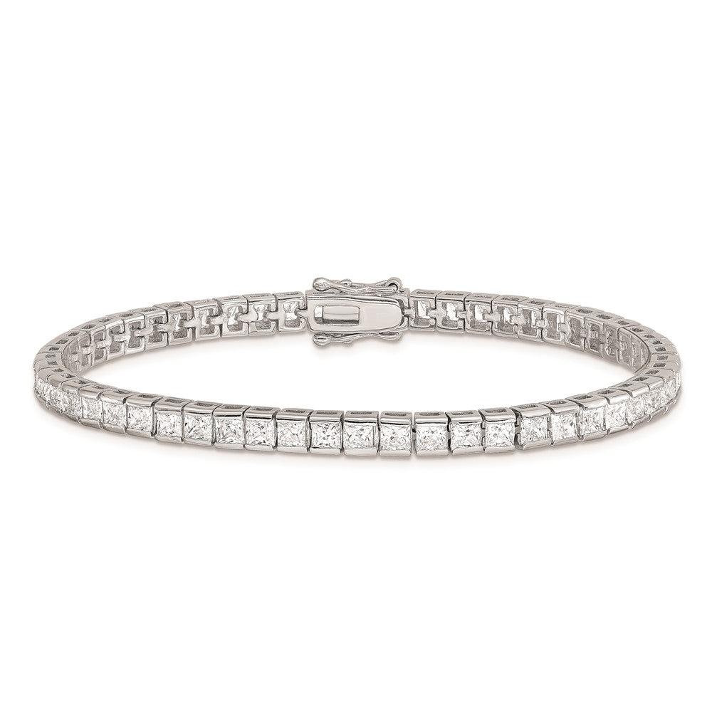 Sterling Silver Rhodium-plated CZ Tennis Bracelet 7.5 inches