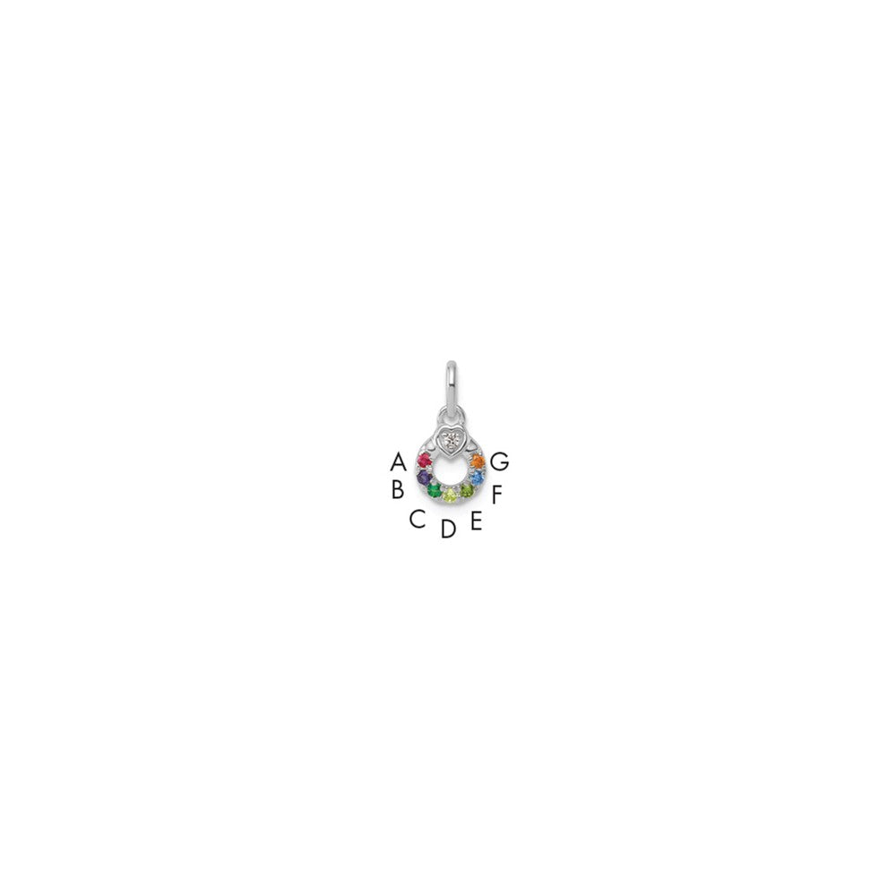 14k WG Dia. Heart w/7 Birthstone Mother's Circle Pend Semi-Mount
