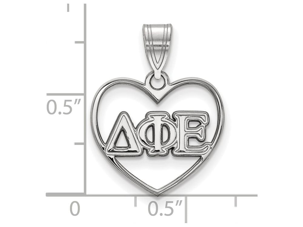 Sterling Silver Official Licensed Greek Sororities Delta Phi Epsilon (???) Heart Pendant