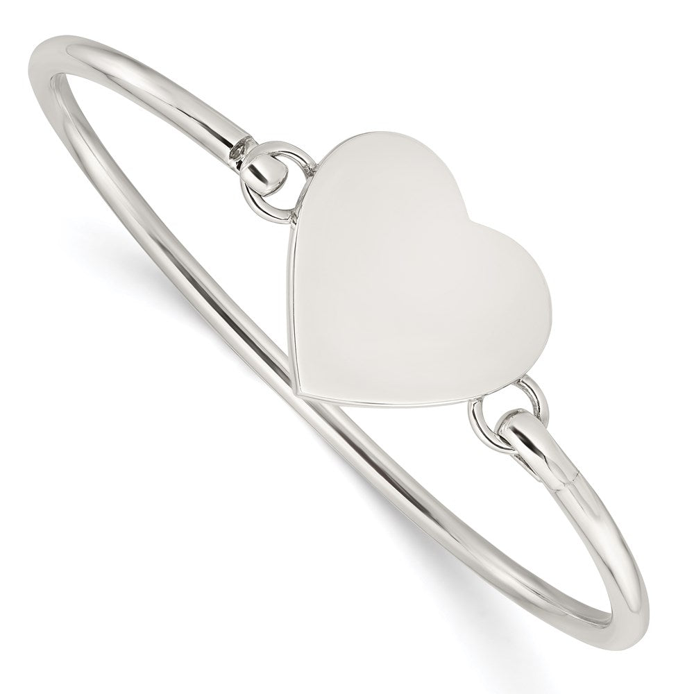 Sterling Silver Polished Engravable Heart Bangle 7 inches