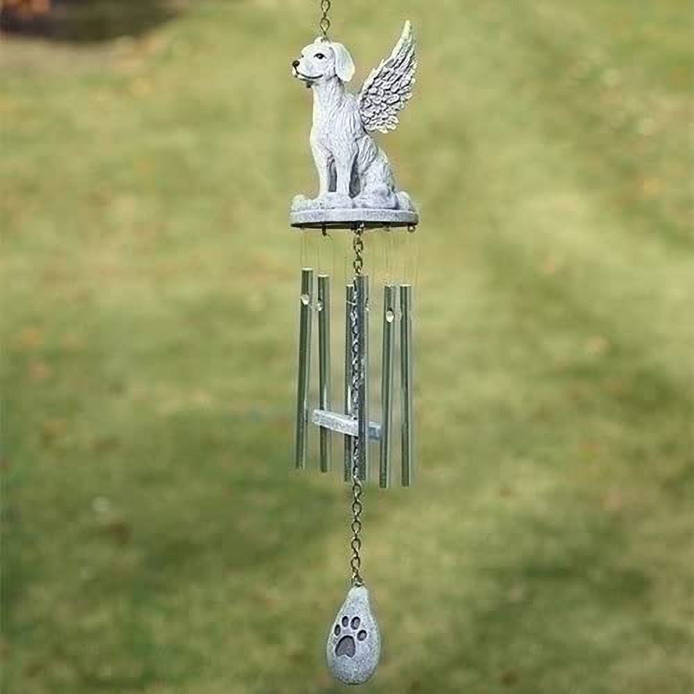 Roman Dog Memorial Windchime - One Windchime 15.5 Inch, Resin - Angel Wings Pawprints Heart 16051