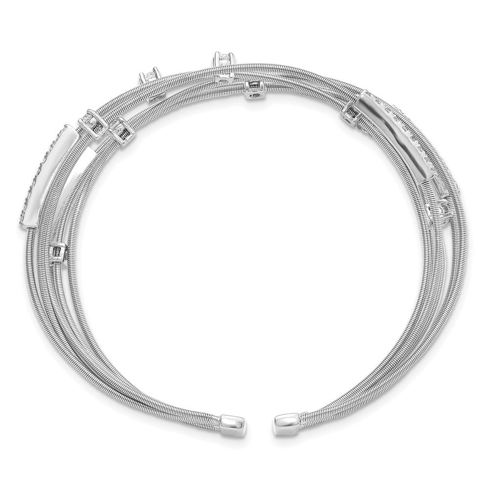 Cheryl M Sterling Silver Rhodium-plated Brilliant-cut CZ Flexible Bangle