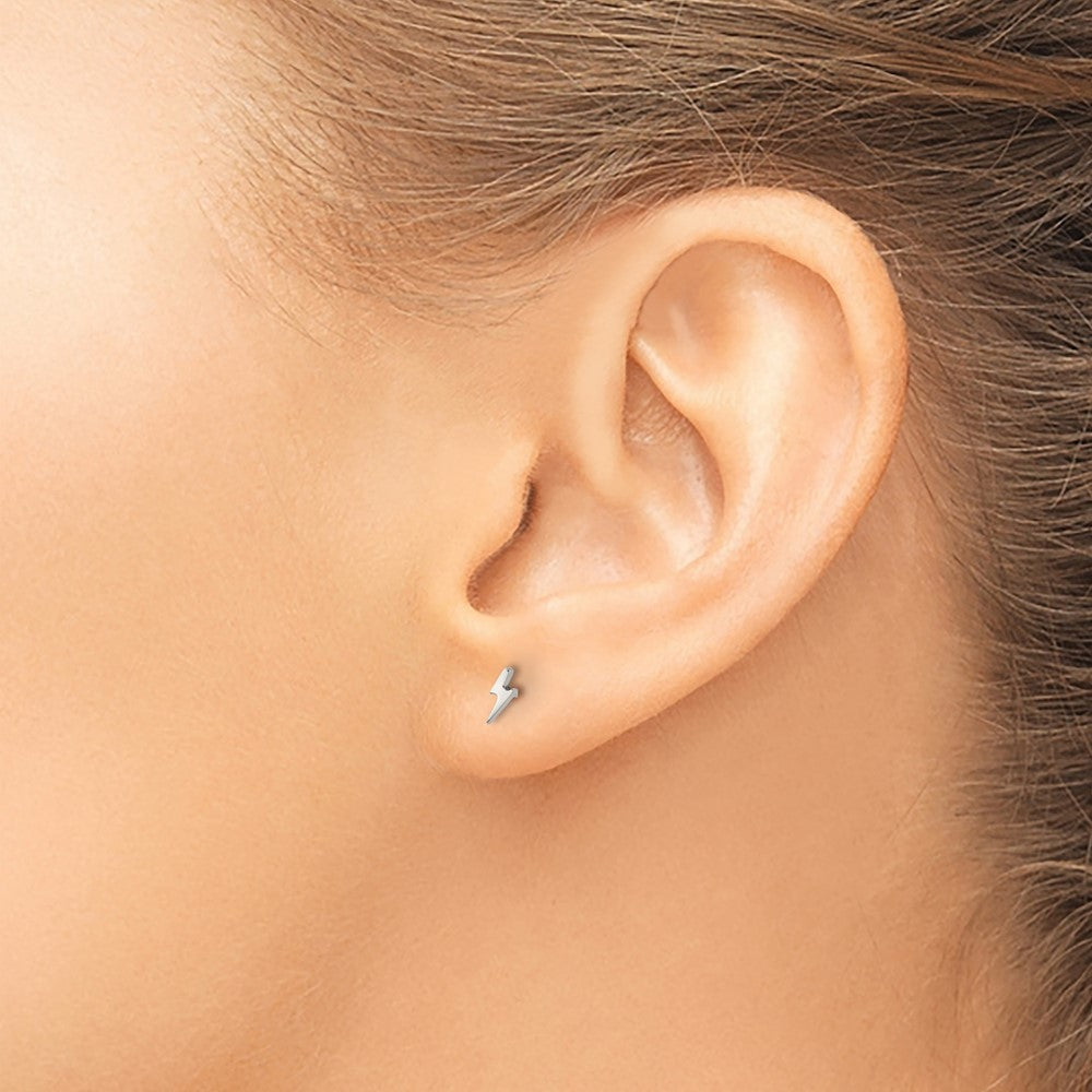 Stainless Steel Polished Lightning Bolt Post Earrings