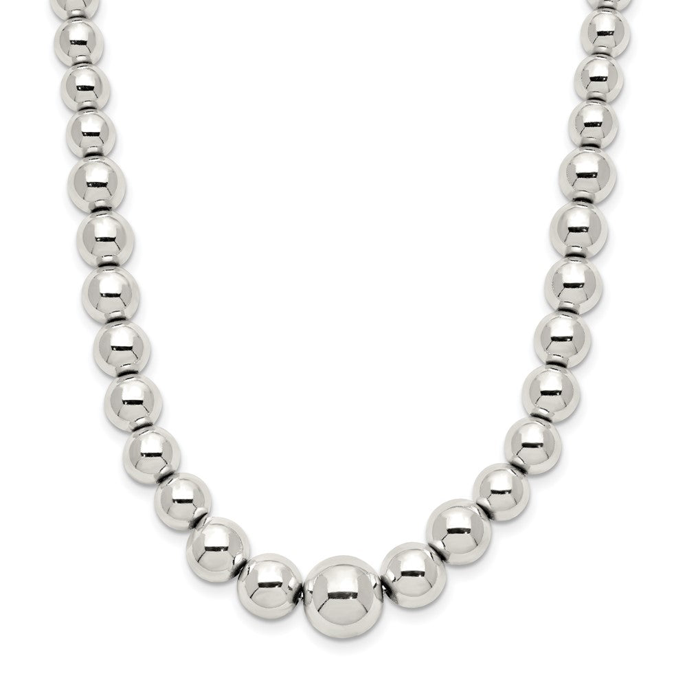 Sterling Silver Polished Beaded Necklace 18 Inches