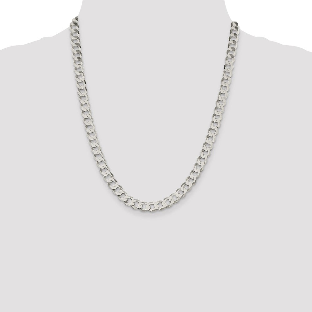 Sterling Silver 7.5mm Flat Curb Chain 22 Inches