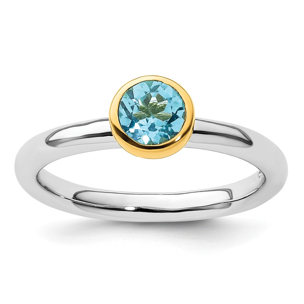 Sterling Silver Stackable Expressions w/Gold-plated Blue Topaz Ring Size -5