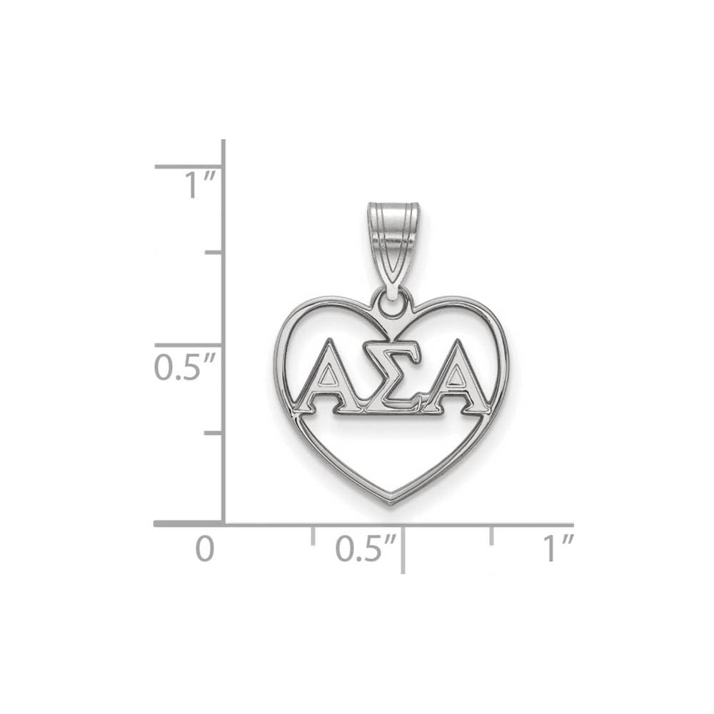 LogoArt SS008ASI Sterling Silver Alpha Sigma Alpha Heart Pendant