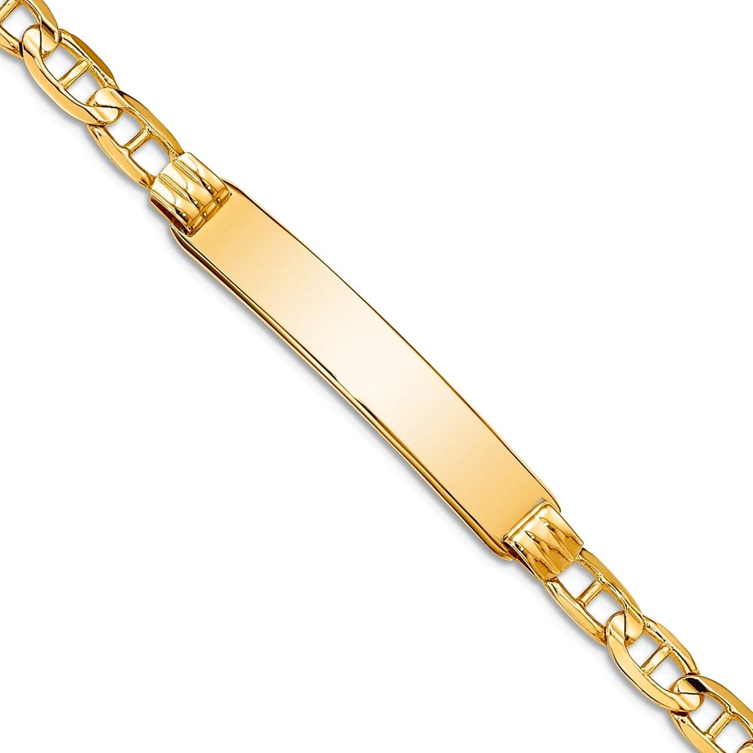14k Polished Solid Chain/Solid Plate Anchor Link 34x7mm Plate 8 inch ID Bracelet