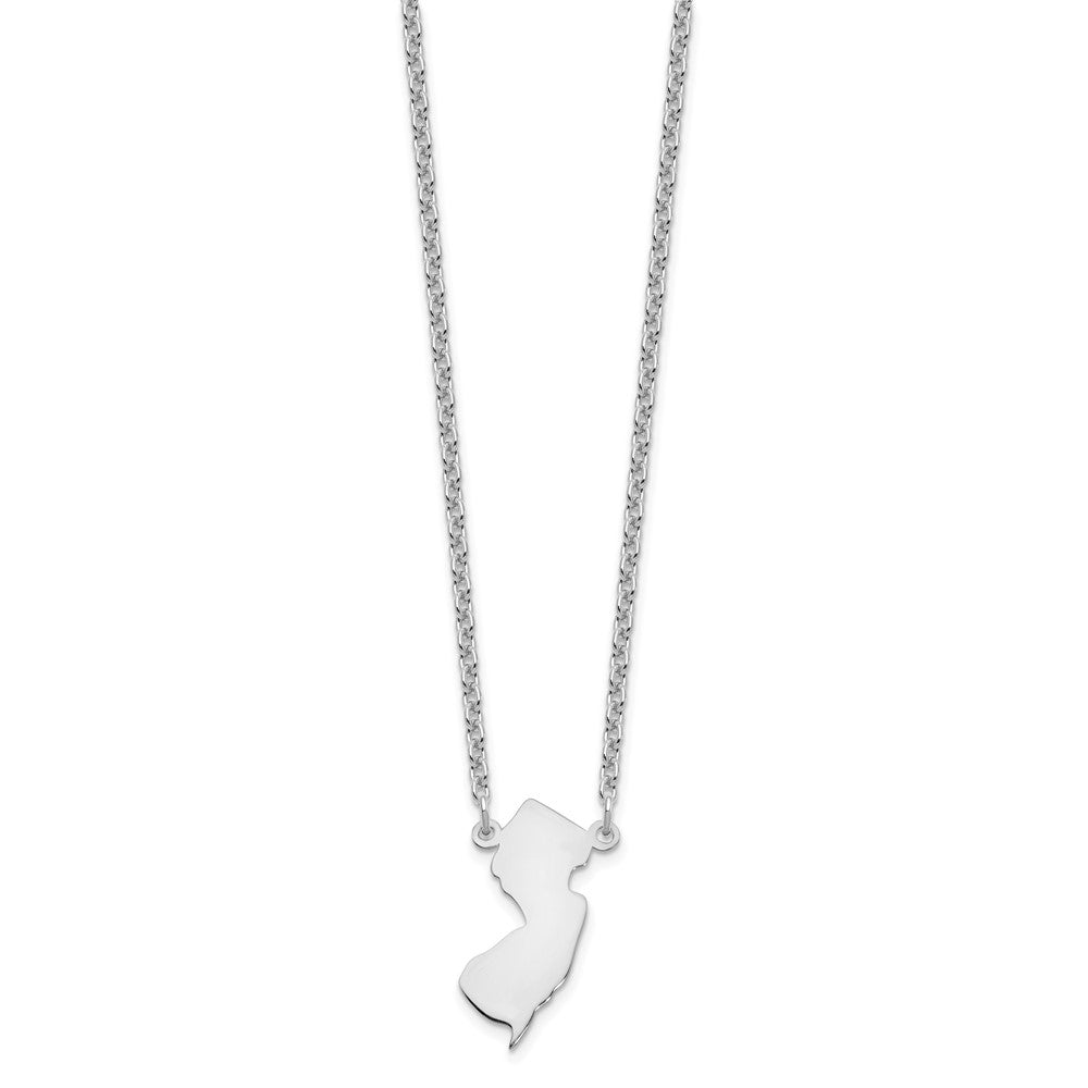 Sterling Silver/Rhodium-plated New Jersey State Necklace